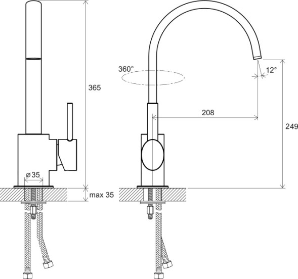 Смеситель для кухни Ravak Freedom FM 016.00, без донного клапана, с высоким изливом, однорычажный, хром (X070090)
