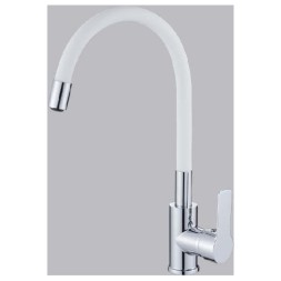 Смеситель для кухни 35к HB70112-8 HAIBA гибкий излив, б/отв боковая,БЕЛЫЙ/ХРОМ - HB70112-8