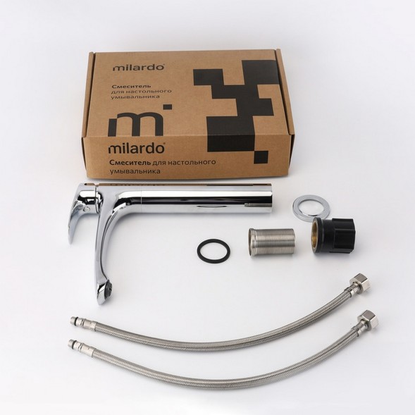 Смеситель для раковины 35к Milardo RORSB01M01 &amp;quot;Rora&amp;quot; высокий пов. излив, п/гайку,  ХРОМ - RORSB01M01 
