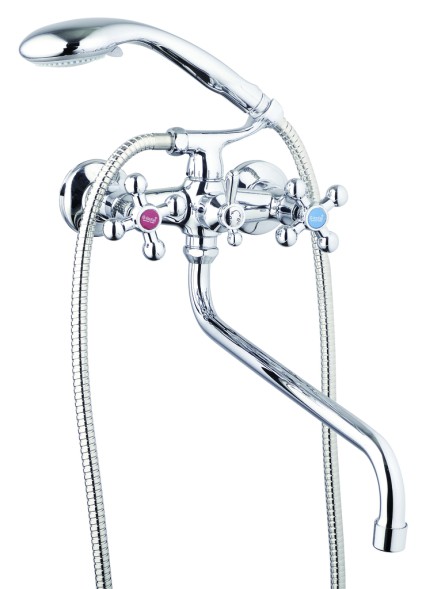 Смеситель для ванны и раковины 1/2 кер Glauf QTZ7-B856 шаровый перекл КРЕСТ - QTZ7-B856 