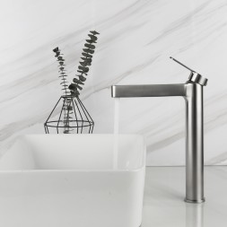 Смеситель для раковины 35к G1099-32 GAPPO высокий, нерж. сталь, литой, п/гайку, САТИН - G1099-32 