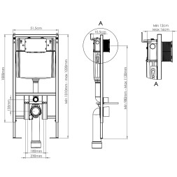 Инсталляция Loranto Prestige для подвесного унитаза, 51 см, без кнопки (4551)