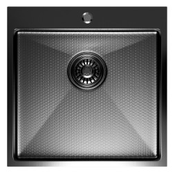 Мойка настол.монтаж 50х50 (3,0) вып 3 1/2  MIXLINE PRO 20см с сифоном (черный графит НАНО декор) - 552931