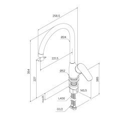 Смеситель для кухни 35к Milardo RORSB0JM05 &amp;quot;Rora&amp;quot;  высокий пов. излив, ХРОМ - RORSB0JM05 