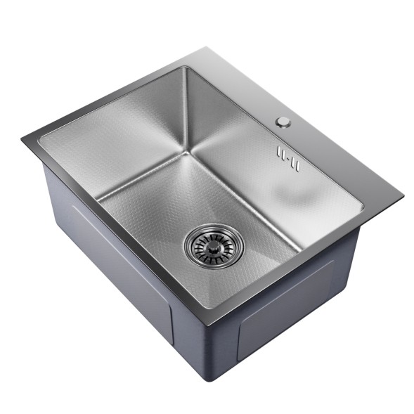 Мойка настол.монтаж 53х43 (3,0) вып 3 1/2  MIXLINE PRO 22см с сифоном (сатин НАНО декор) - 552934 