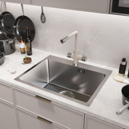 Мойка настол.монтаж 53х43 (3,0) вып 3 1/2  MIXLINE PRO 22см с сифоном (сатин НАНО декор) - 552934