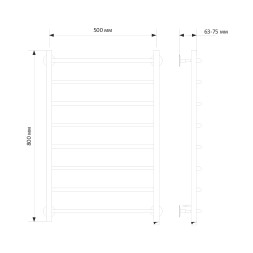 Полотенцесушитель MIXLINE CAPELLA  80х50 (кноп выключ, 340 Вт, 8 перекладин, правый) электрический - ML-556363 