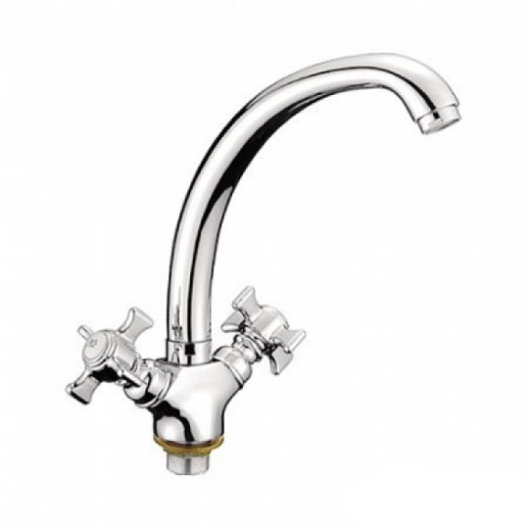 Смеситель для кухни 1/2 кер L5911 Ledeme БАБОЧКА на гайке, тол.гусак, силумин - L5911 