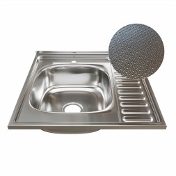 Мойка 60х60 (0,6) лев вып 3 1/2 MIXLINE 16см  с сифоном ДЕКОР - 555230 