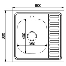 Мойка 60х60 (0,6) лев вып 3 1/2 MIXLINE 16см  с сифоном ДЕКОР - 555230 