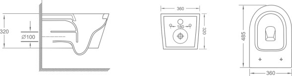 Унитаз подвесной Loranto ESTER 360х485х320 с системой смыва &amp;quot;Tornado&amp;quot;, в комплекте с быстросъемным сиденьем микролифт, дюропласт (87265)