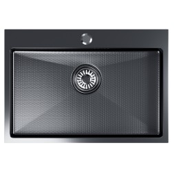 Мойка настол.монтаж 65х45 (3,0) вып 3 1/2  MIXLINE PRO 22см с сифоном (черный графит НАНО декор) - 552937