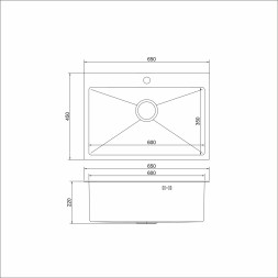 Мойка настол.монтаж 65х45 (3,0) вып 3 1/2  MIXLINE PRO 22см с сифоном (черный графит НАНО декор) - 552937