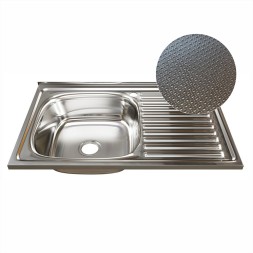 Мойка 80х50 (0,6) лев вып 3 1/2 MIXLINE 16см с сифоном ДЕКОР - 555232 