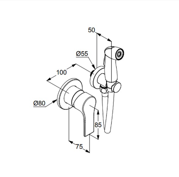 Гигиенический набор KLUDI ZENTA SL комплект, хром (489990565)