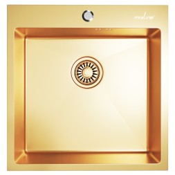 Мойка настол.монтаж 50х50 (3,0) вып 3 1/2 MIXLINE PRO 20см с сифоном (золото) - 550548