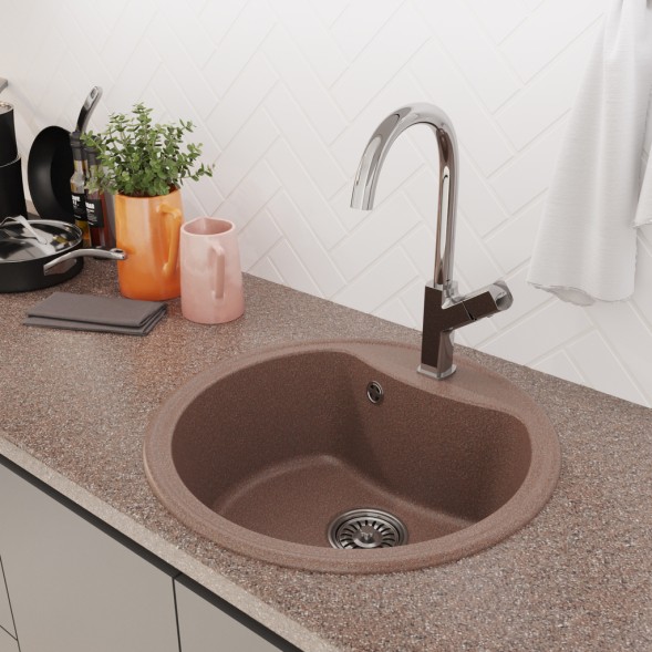 Мойкa ML-GM09 КОМФОРТ круглая, терракотовая (307), 510 мм (глуб. чаши 190) - 00-00009277 