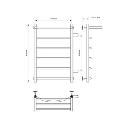 Полотенцесушитель MIXLINE CAPELLA  80х50х50 (1&amp;#039;&amp;#039; НР, 5 перекладин + ПОЛКА, правое подкл) водяной - ML-556272 