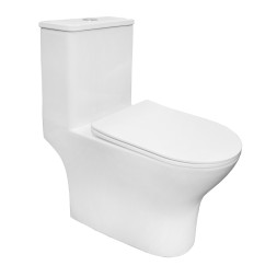 Унитаз-моноблок AZARIO Terni 670x350x760 слив "Торнадо", быстросъемное сиденье микролифт (AZ-8618T)