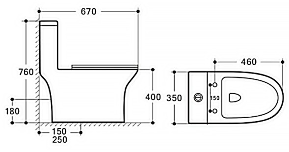 Унитаз-моноблок AZARIO Terni 670x350x760 слив &amp;quot;Торнадо&amp;quot;, быстросъемное сиденье микролифт (AZ-8618T)