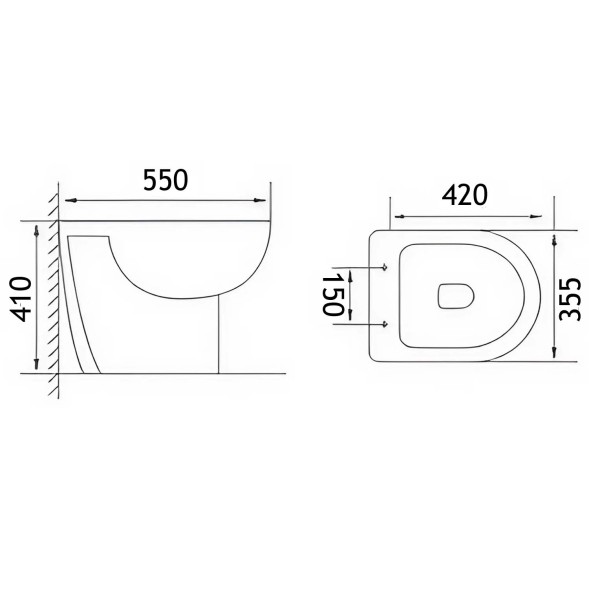 Унитаз подвесной Loranto Fredo 355х550х410 безободковый, с быстросъемным сиденьем микролифт (CS-WH8005)
