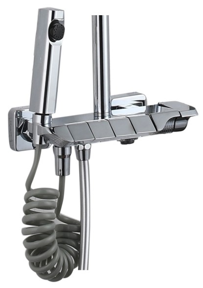 Душевая система 35к ПРОФСАН ПСМ-800-87CH клавиш. упр. лейка &amp;quot;Тропич. душ круг&amp;quot; + гигиен. лейка ХРОМ - PSM-800-87CH 