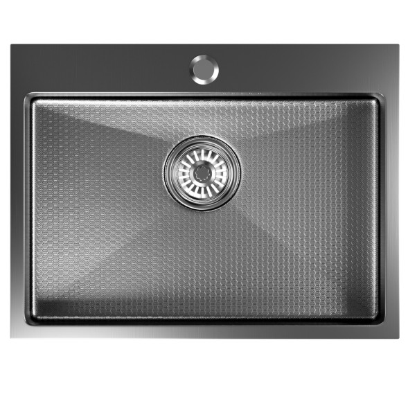 Мойка настол.монтаж 60х45 (3,0) вып 3 1/2  MIXLINE PRO 22см с сифоном (черный графит НАНО декор) - 552933 