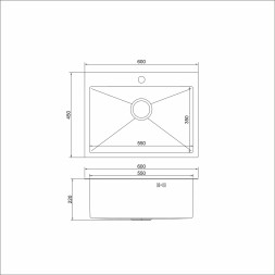 Мойка настол.монтаж 60х45 (3,0) вып 3 1/2  MIXLINE PRO 22см с сифоном (черный графит НАНО декор) - 552933