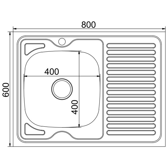 Мойка 80х60 (0,6) лев вып 3 1/2 MIXLINE 16см  с сифоном ДЕКОР - 555234 