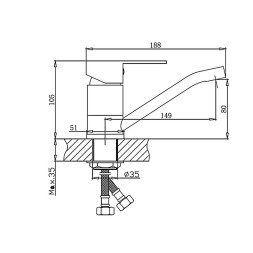 Смеситель для кухни 35к HB45802 HAIBA б/отв п/шпильку НЕРЖ - HB45802