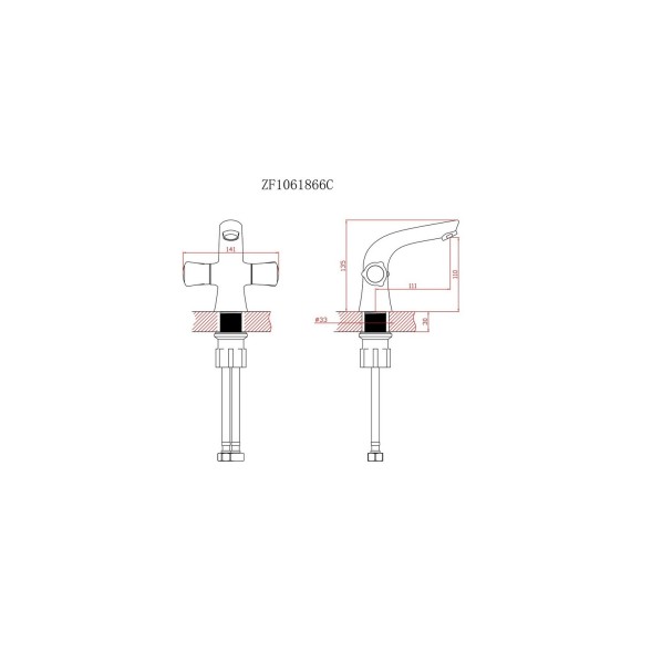 Смеситель для раковины 1/2 кер CN10866 CRON литой, ХРОМ - CN10866 