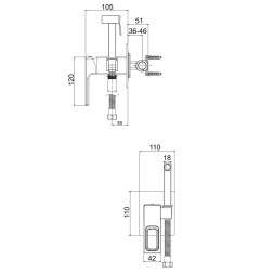 Смеситель с гигиенической лейкой 35к G7217-6 GAPPO встраиваемый, ЧЕРНЫЙ - G7217-6 