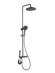 Душевая система 35к ПРОФСАН ПСМ-800-88GA клавиш.упр. лейка "Тропич. душ круг" + гигиен. лейка ГРАФИТ - PSM-800-88GA