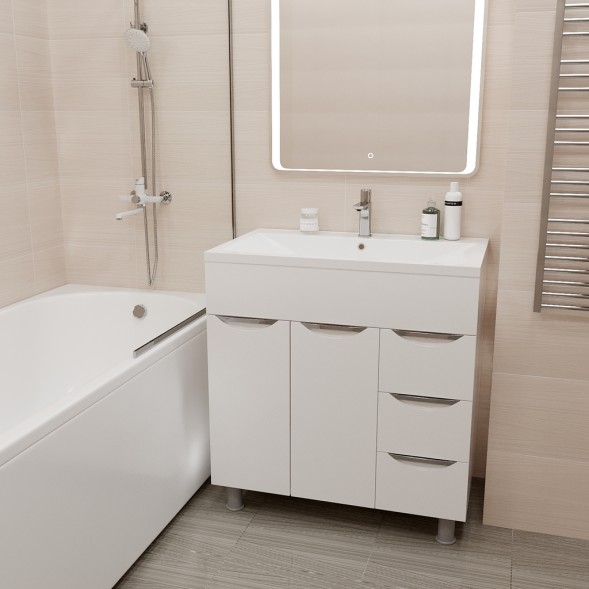 Тумба д/ванной &amp;quot;ЭТЬЕН-80&amp;quot; под раковину Нелли-80 (MIXLINE) (ПВХ) - 553899 