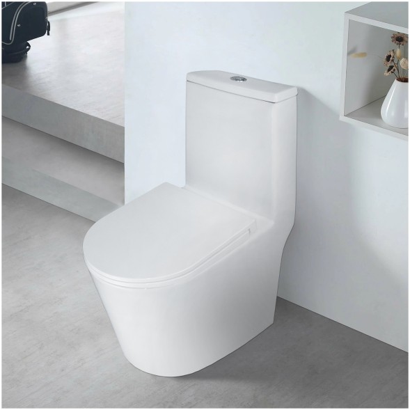 Унитаз-моноблок Azario Scala 360х690х790 безободковый, слив &amp;quot;Торнадо&amp;quot;, с быстросъемным сиденьем  микролифт (AZ-8101)