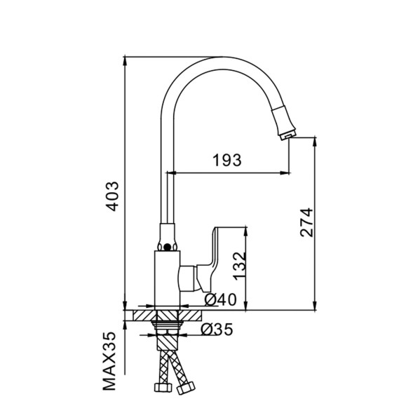 Смеситель для кухни 35к F4353 FRAP без излива (п/гайку, хром, латунь) - F4353 