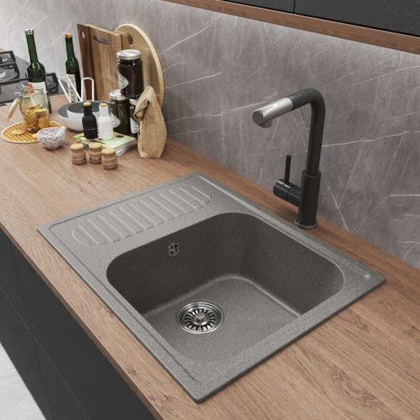 Мойка ML-GM18 КОМФОРТ с крылом, темно-серая (309), 640*490*190мм - 00-00009388 