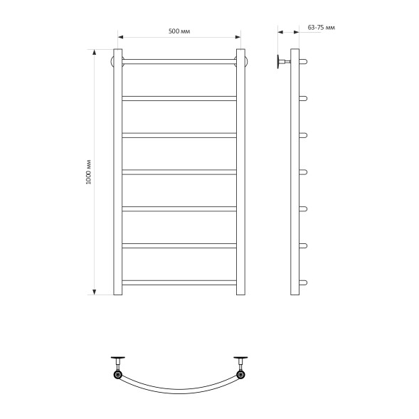 Полотенцесушитель MIXLINE CAPELLA 100х50 (1/2&amp;#039;&amp;#039; ВР, 7 перекладин) водяной - ML-556262 