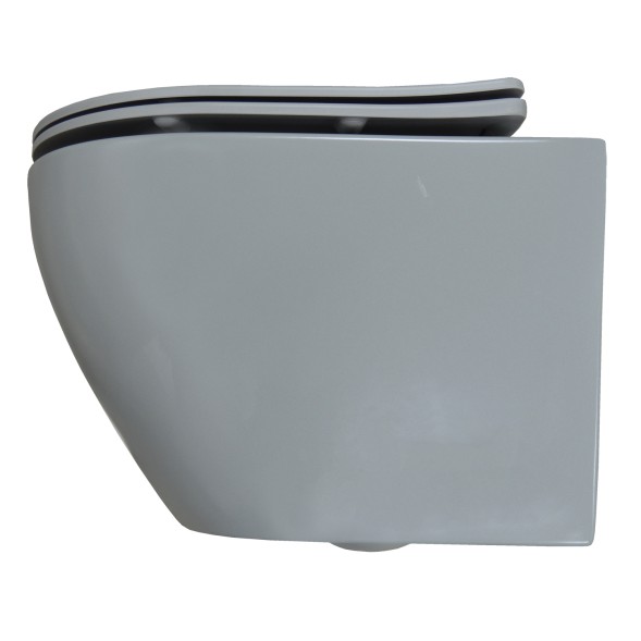 Унитаз подвесной Azario Grado 370х490х370 безободковый, с быстросъемныйм сидением микролифт, серый матовый (AZ-0046 SP MDG)