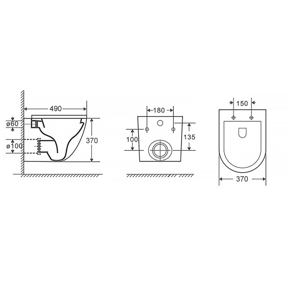 Унитаз подвесной Azario Grado 370х490х370 безободковый, с быстросъемныйм сидением микролифт, серый матовый (AZ-0046 SP MDG)