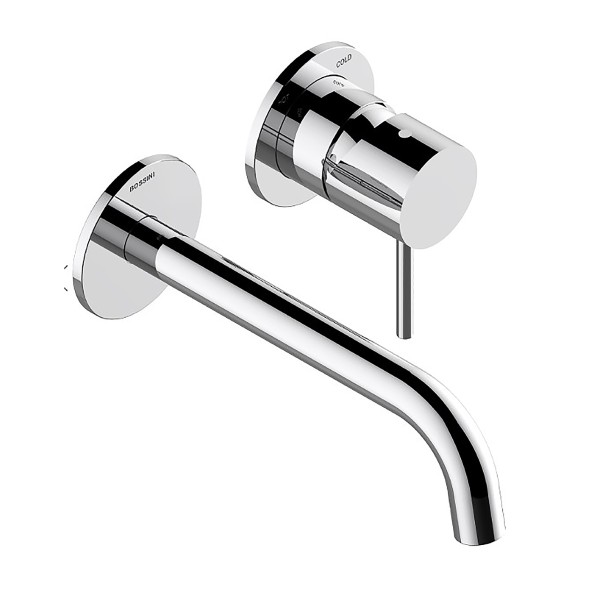 Комплект Bossini TEO Смеситель для раковины, настенный, встраиваемый, с изливом 18.5 см, хром + Встраиваемая часть однорычажного смесителя (Z00730.030+Z00801)