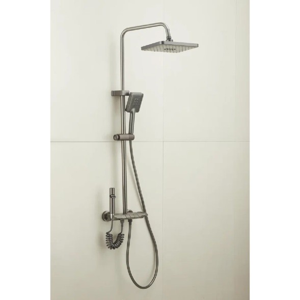 Душевая система 35к ПРОФСАН ПСМ-900-81GA клавиш.упр. лейка &amp;quot;Тропич. душ круг&amp;quot; + гигиен. лейка ГРАФИТ - PSM-900-81GA 