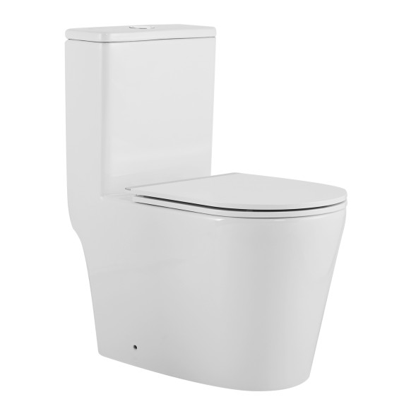 Унитаз-моноблок AZARIO Nimbus 360x680х813 безободковый, система слива &amp;quot;скрытое торнадо&amp;quot;, в комплекте с быстросъемным сиденьем микролифт (AZ-6080-AP)