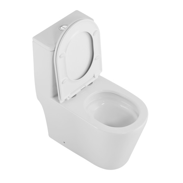 Унитаз-моноблок AZARIO Nimbus 360x680х813 безободковый, система слива &amp;quot;скрытое торнадо&amp;quot;, в комплекте с быстросъемным сиденьем микролифт (AZ-6080-AP)