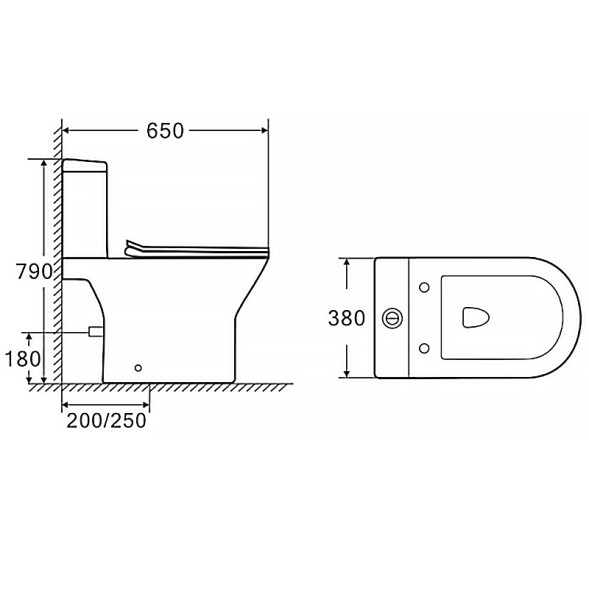 Унитаз-компакт Azario Mons 380х650х790 напольный, безободковый, с быстросъемным сиденьем микролифт (AZ-76004)