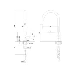 Смеситель для кухни 35к HB71304-3 HAIBA боковая б/отв п/гайку НЕРЖ - HB71304-3