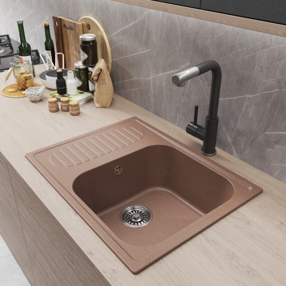 Мойка ML-GM18 КОМФОРТ с крылом, терракотовая (307), 640*490*190мм - 00-00009386 