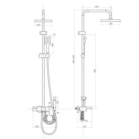 Душевая система 35к ПРОФСАН ПСМ-900-82GA лейка &amp;quot;Тропический душ круг&amp;quot; + гигиен. лейка ГРАФИТ - PSM-900-82GA 