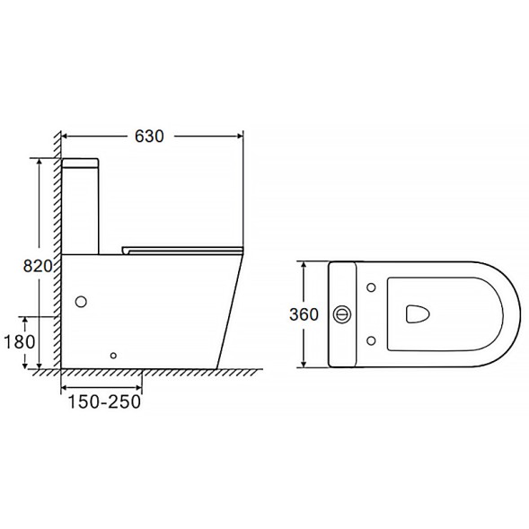Унитаз-компакт Azario Conto 360х630х820 напольный, безободковый, слив &amp;quot;Торнадо&amp;quot;, с быстросъемным сиденьем микролифт (AZ-T005BR)