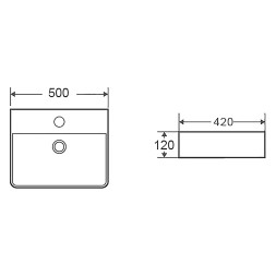 Раковина накладная Azario 500х420х120 прямоугольная, белый (AZ-2173-S)